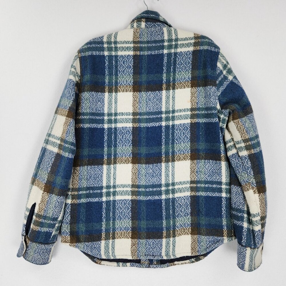 Lucky Brand Jacket Mens Medium Blue Plaid Wool Blend Button Front Shirt Shacket - Picture 12 of 15